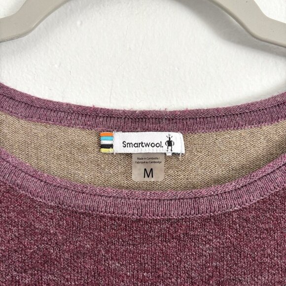 Smartwool Long Sleeve Colorblock Sweater in Argyle Purple Shadow Pine Tan Sz Med - Picture 3 of 10